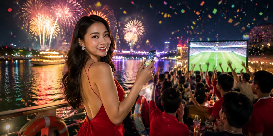 Người dùng xem phân tích xsmt trên điện thoại tại lễ hội Đà Lạt