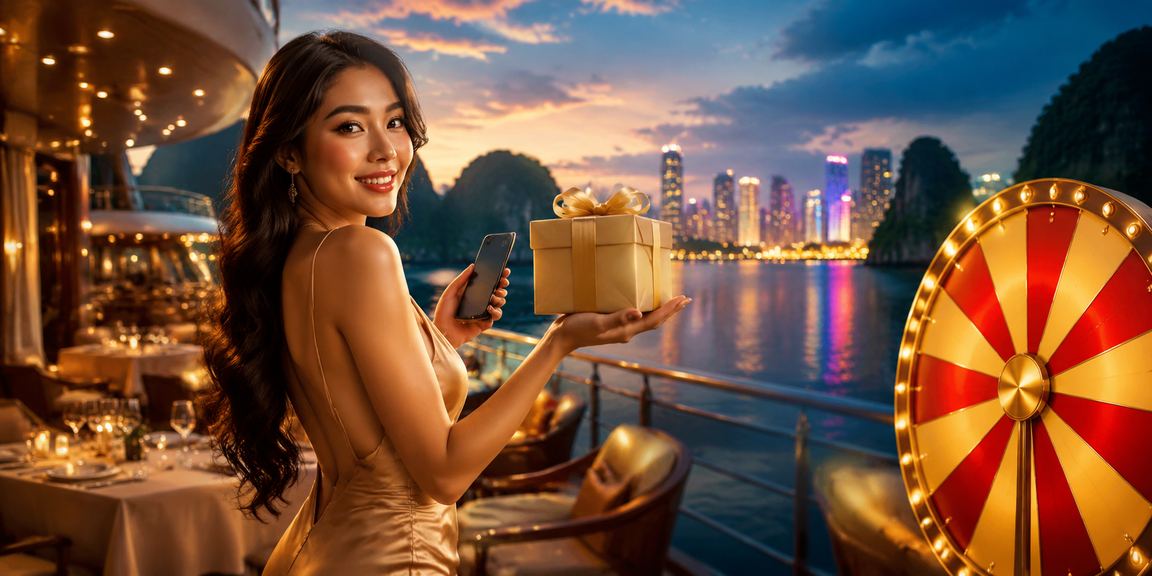 Cảnh vịnh Hạ Long với khung cảnh giải trí casino trực tuyến hiện đại